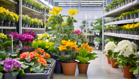 flowers in a greenhouse in the springの素材