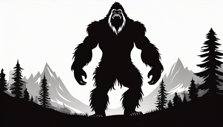 silhouette of a big foot in a woodの素材