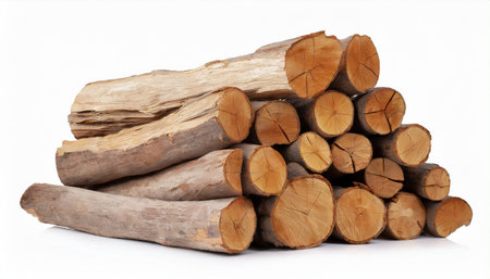 firewood isolated on a white backgroundの素材