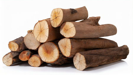 pile of firewood on white backgroundの素材