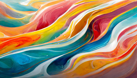 Abstract marbled acrylic paint ink background with wavesの素材