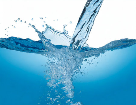 water splash isolated on whiteの素材