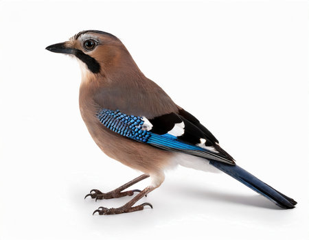 Garrulus glandarius jay bird isolated whiteの素材
