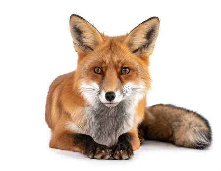 red fox Vulpes vulpes isolated whiteの素材