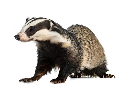 Badger Meles meles isolated whiteの素材