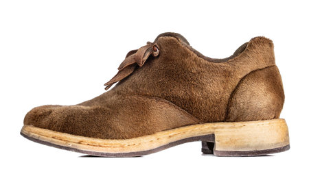 Shoes with suede fur isolated on white backgroundの素材
