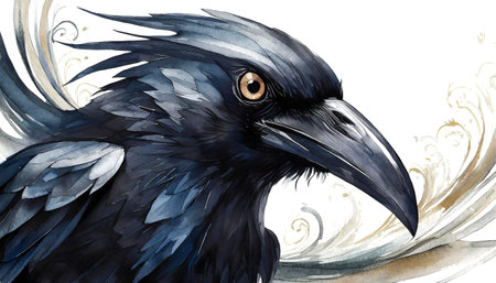 abstract raven on white background, art designの素材