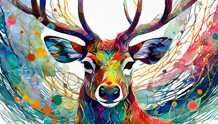 abstract reindeer, watercolor art designの素材