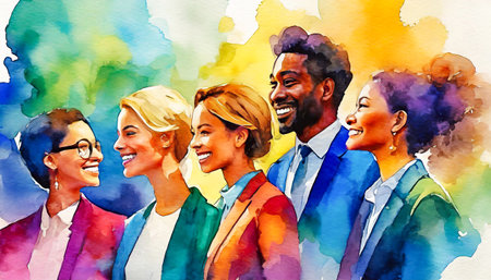 group of people, watercolor art designの素材