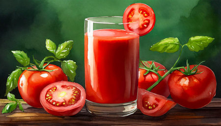 tomato juice and tomato, art designの素材