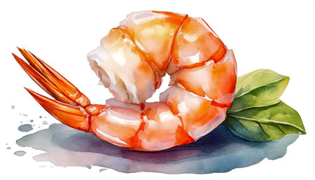 shrimp on white background, watercolor art designの素材