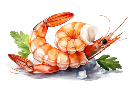 shrimps on a white background, art designの素材