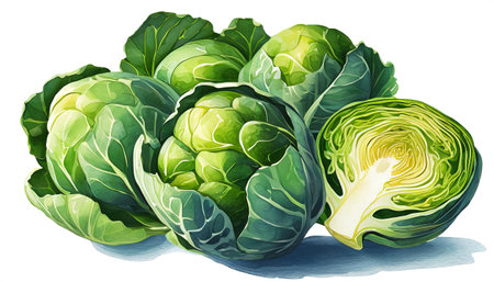 Brussels sprouts isolated on white background, art designの素材