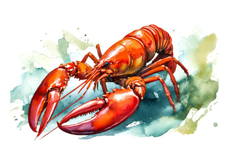 lobster on a white background, watercolor art designの素材