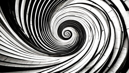 Illusion art spiral background black white, art designの素材