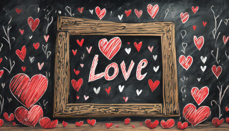 Calcboard with word Love and hearts for Valentines Dayの素材