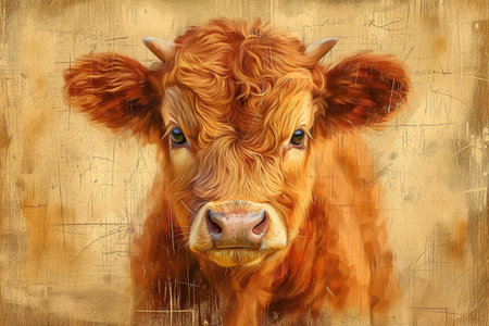 portrait of a highland cow ,art designの素材