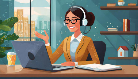 woman working in the home office, art designの素材