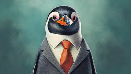 portrait of a penguin in a business suit, concept art designの素材