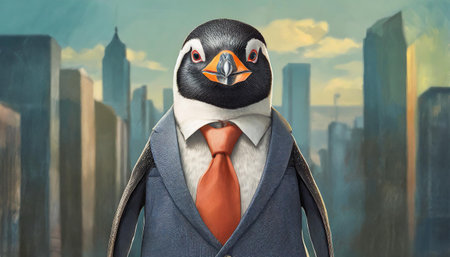 portrait of a penguin in a business suit, concept art designの素材