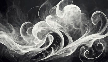 Abstract white smoke texture on vintage black background textureの素材
