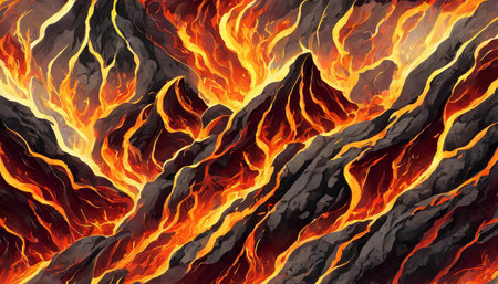 burning fire in the lava texture fire background rock volcano magmaの素材