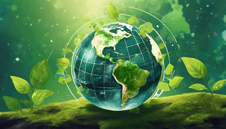green planet earth recycling symbol, art designの素材