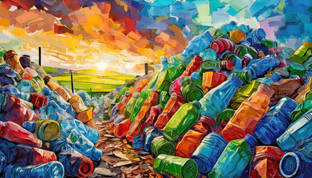 plastic waste and garbage at the recycling yardの素材