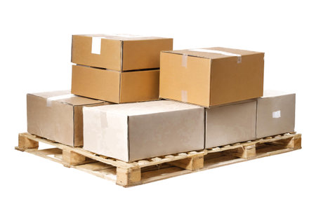 stack of boxes with palletの素材