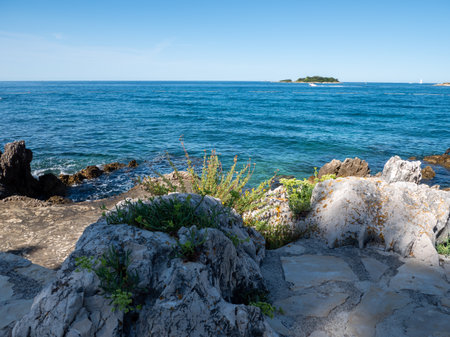 Sea and rocks in the summer in Croatia on the Adriatic seaの写真素材