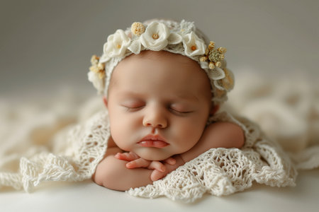 portrait of a young baby girlの素材