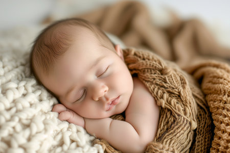 portrait of a newborn baby sleeping in the hospitalの素材