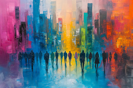 abstract watercolor painting acrylic shopping figures, art backgroundの素材