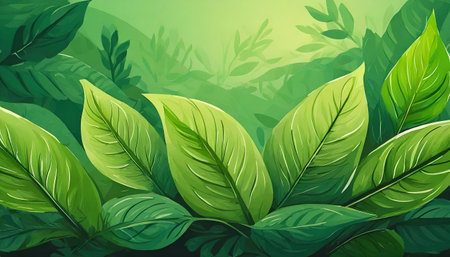 green leaves background environmental art design conceptの素材