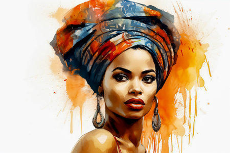 Portrait of an African woman with makeupの素材