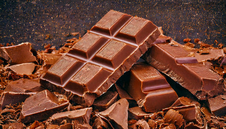 Broken chocolate bar texture backgroundの素材