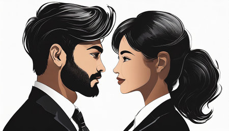 businesswoman and businessman on white background, art designの素材