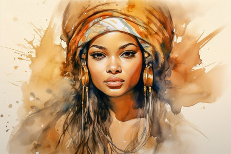 Portrait of an African woman with makeupの素材