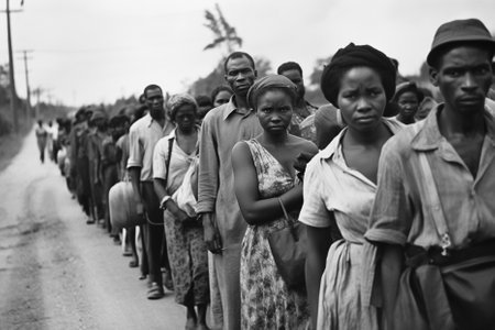 vintage black and white photo of old Caribbean citizensの素材