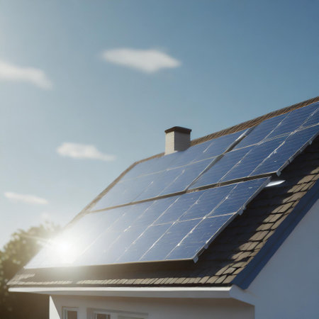 solar panels on roof, art designの素材