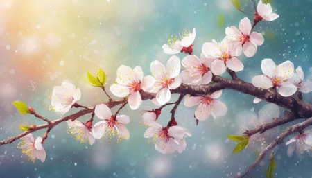 blossom in spring,tree branches banner, spring time concept.の素材