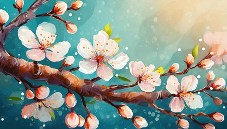 spring tree with blossom branches, art designの素材