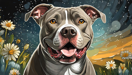 portrait of an american staffordshire terrier dog, art designの素材