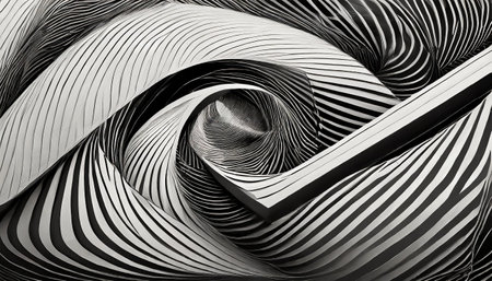 black and white abstract illusion art design backgroundの素材