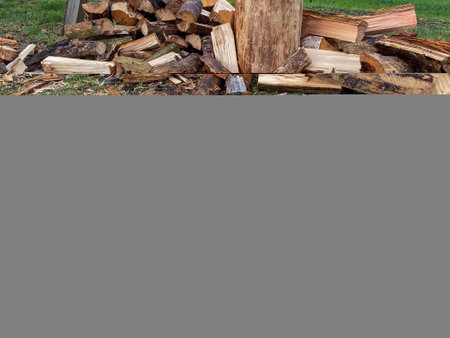 pile of firewood in the gardenの写真素材