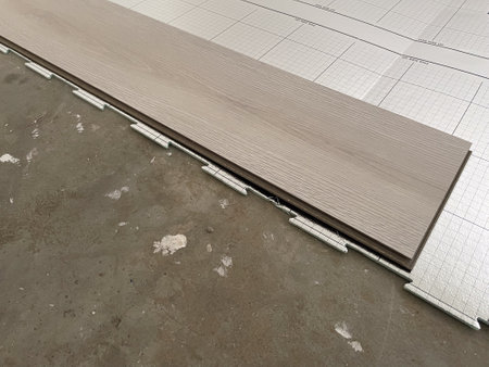 Laminate is laid in a room with thermal insulationの写真素材