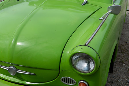 Retro green vintage car, East Germany Trabantの写真素材