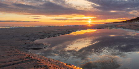 Panorama sunrise over the baltic sea in the morningの写真素材