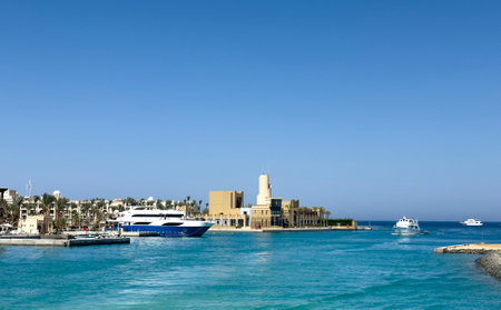 View of the Port Ghalib in Marsa Alam, Red Sea Egyptの写真素材