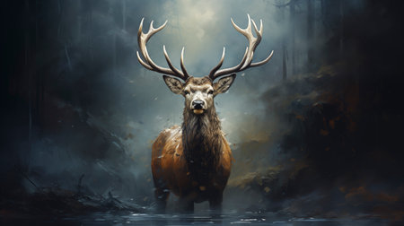 deer in the forest wildlifeの写真素材
